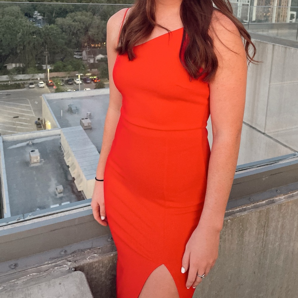 Red midi dress